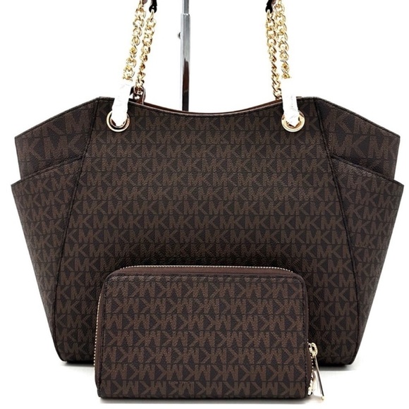 Michael Kors Large Jet Set Travel Chain Shoulder Bag & Flat Phone Case Wallet - Picture 5 of 14